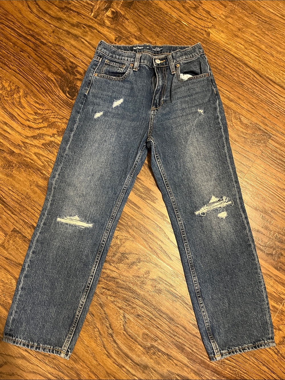 Old Navy Hig-rise Slouchy Straight Buit -in tough Jeans - Blue